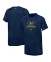 Under Armour Big Boys And Girls Heather Navy Notre Dame Fighting Irish Ultra Soft Rye Tech Performance T-shirt In Blue
