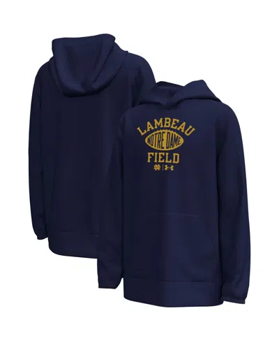 Under Armour Kids' Big Boys And Girls Navy Notre Dame Fighting Irish 2026 Shamrock Series Arch Field Sign Fleece Hoodie In Blue