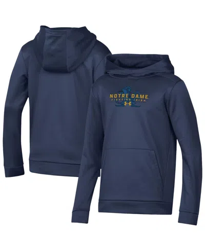 Under Armour Kids' Big Boys And Girls Navy Notre Dame Fighting Irish Team Fleece Pullover Hoodie In Blue