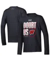 Under Armour Big Boys And Girlsâ Black Wisconsin Badgers March Madness Unity Long Sleeve T-shirt In Black