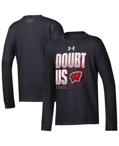 Under Armour Kids' Big Boys And Girlsâ Black Wisconsin Badgers March Madness Unity Long Sleeve T-shirt