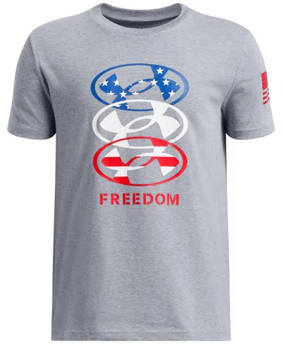 Under Armour Kids' Big Boys Freedom Stacked Graphic T-shirt In Steel