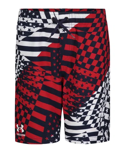 Under Armour Kids' Big Boys Impression Volley Swimsuit In Midnight Navy