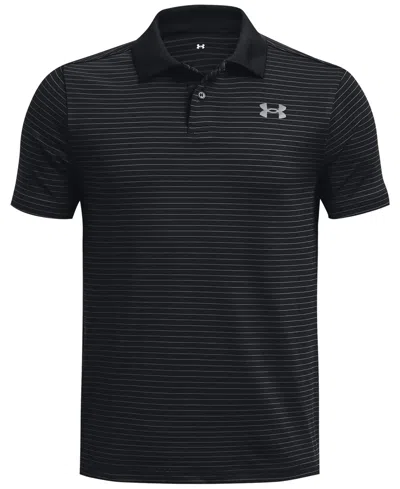 Under Armour Kids' Big Boys Performance Stripe Polo Shirt In Black