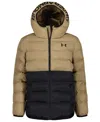 Under Armour Big Boys Pronto Color Block Full Zip Puffer Jacket In Brown