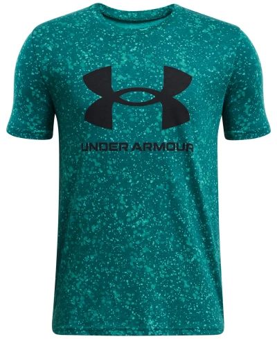 Under Armour Kids' Big Boys Sportstyle Logo All Over Print Short Sleeve T-shirt In Hydro Teal,black