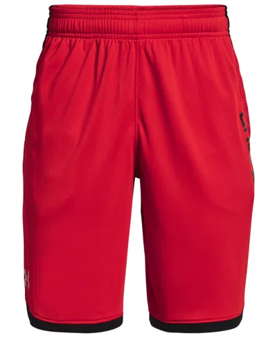 Under Armour Kids' Big Boys Stunt Moisture Wick 3.0 Active Shorts In Red,black,mod Gray