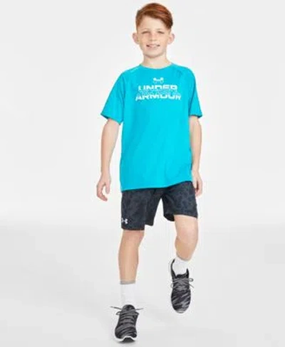 Under Armour Kids' Big Boys T Shirt Woven Shorts In Blue