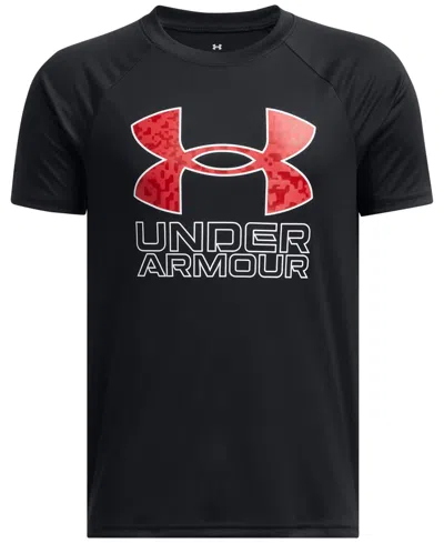 Under Armour Kids' Big Boys Tech Hybrid Print Logo Graphic Short-sleeve T-shirt In Black