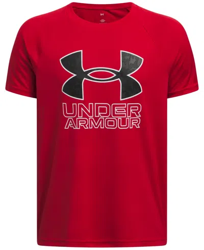 Under Armour Kids' Big Boys Tech Hybrid Print Logo Graphic Short-sleeve T-shirt In Red