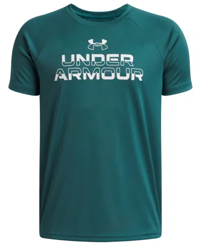 Under Armour Kids' Big Boys Tech Split Wordmark Graphic Short-sleeve T-shirt In Green