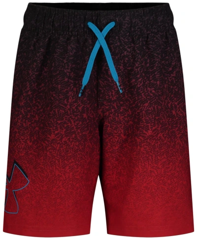 Under Armour Kids' Big Boys Ua Tipped Logo Swim Volley Shorts In Red