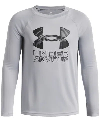 Under Armour Kids' Big Boys  Tech Hybrid Print Fill Long Sleeves T-shirt In Gray