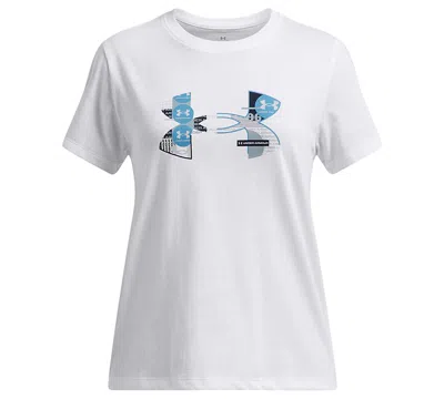 Under Armour Kids' Big Girls Big Logo Fill Graphic T-shirt In White