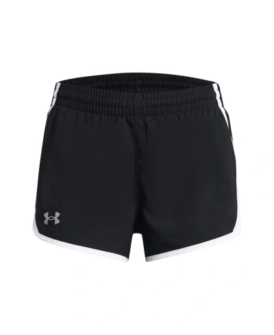 Under Armour Kids' Big Girls Fly-by 3" Shorts In Black,white,reflective