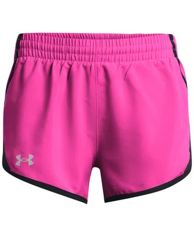 Under Armour Kids' Big Girls Fly-by 3" Shorts In Rebel Pink,black,reflective
