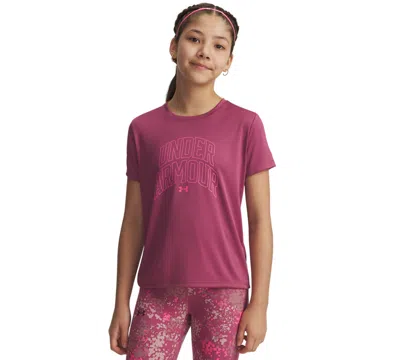 Under Armour Kids' Big Girls Graphic Print Short Sleeve T-shirt In Burgundy