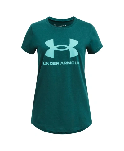 Under Armour Kids' Big Girls Sportstyle Graphic Short Sleeve T-shirt In Hydro Teal,radial Turquoise