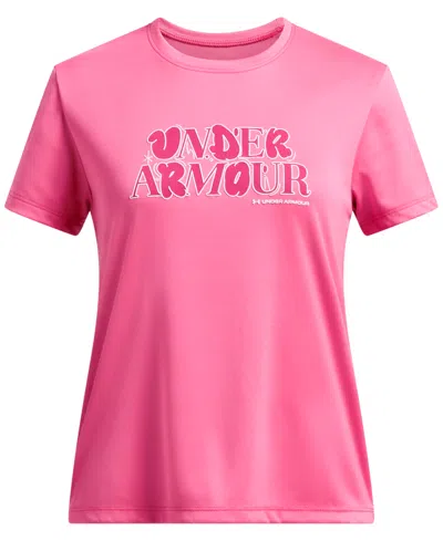 Under Armour Kids' Big Girls Tech Wordmark Graphic Short-sleeve T-shirt In Pink