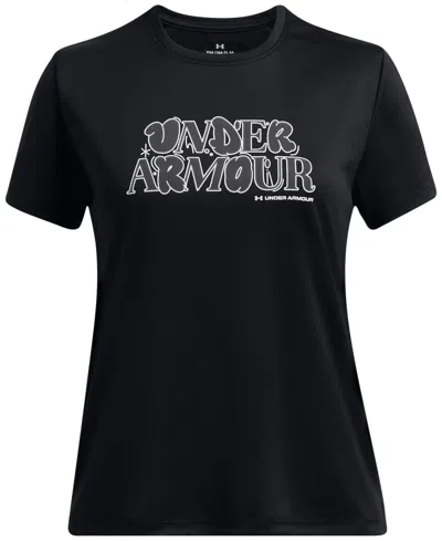 Under Armour Kids' Big Girls Tech Wordmark Graphic Short-sleeve T-shirt In Black