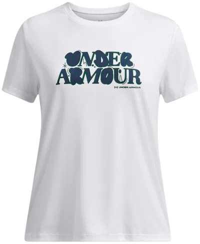 Under Armour Kids' Big Girls Tech Wordmark Graphic Short-sleeve T-shirt In White