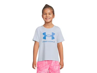 Under Armour Big Logo Short Sleeve T-shirt (big Kid) Girl's Clothing Blue Calm/blue Atlantis : Sm (8 Big Kid), Co