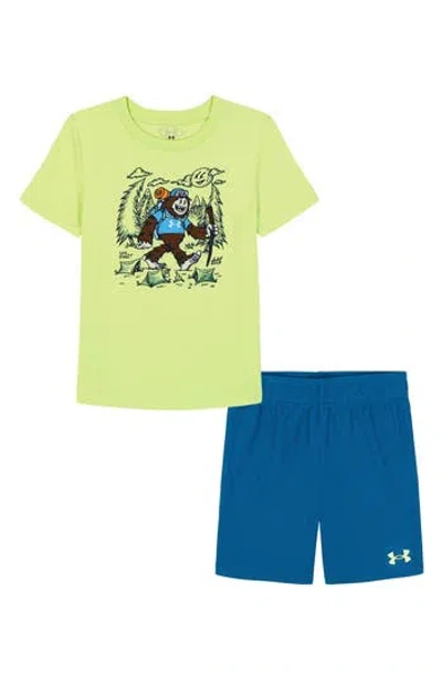 Under Armour Kids'  Biggie Hike Graphic T-shirt & Mesh Shorts Set In Green