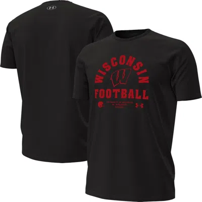 Under Armour Black Wisconsin Badgers 2025 Sideline Football Performance T-shirt