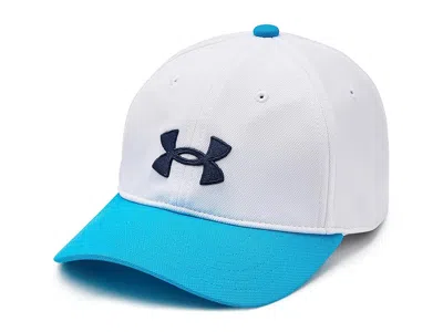 Under Armour Blitzing Hat Adjustable (little Kids/big Kids) Caps White/capri/midnight Navy: One Size In Multi