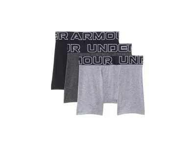 Under Armour Boxer Brief Underwear (big Kid) Boy's Underwear Steel : Md (10-12 Big Kid), Elastane/polyester In Gray