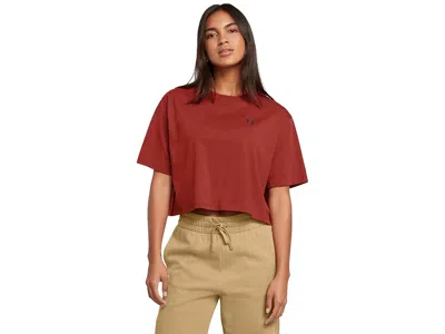 Under Armour Boxy Crop Logo Short Sleeve T Shirt In Brown