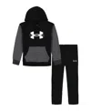 Under Armour Boys 2t-7 2-piece Colorblock Hoodie And Waistband Jogger Set In Black