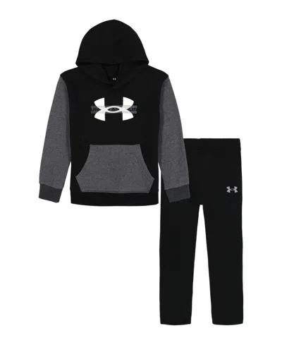 Under Armour Kids' Boys 2t-7 2-piece Colorblock Hoodie And Waistband Jogger Set In Black