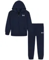 Under Armour Boys' 2t-7 Branded Logo Full-zip Hoodie And Jogger Pants, 2-piece Set In Blue