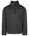 Under Armour Boys 2t-7 Quarter-zip Long Sleeve Sweatshirt In Black