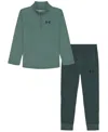 Under Armour Boys' 2t-7 Zip Tech Pull-on Top And Jogger Pants, 2-piece Set In Green