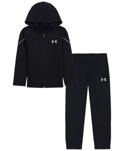 Under Armour Kids' Boys' 2t-7 Full-zip Hoodie And Joggers, 2-piece Set In Black