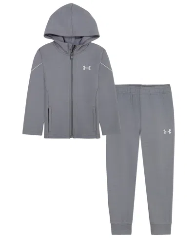 Under Armour Kids' Boys' 2t-7 Full-zip Hoodie And Joggers, 2-piece Set In Gray