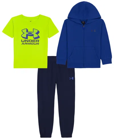 Under Armour Kids' Boys' 2t-7 Long-sleeve Hoodie, T-shirt And Pants, 3-piece Set In Green