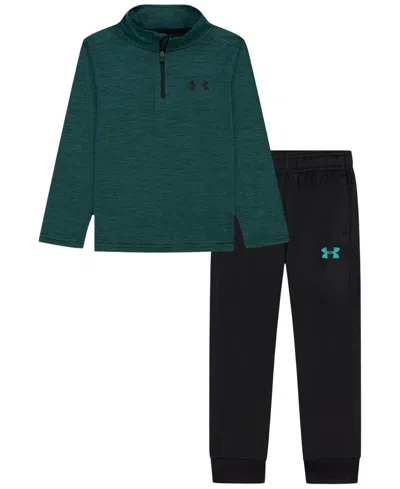 Under Armour Kids' Boys' 2t-7 Long-sleeve Top And Jogger Pants, 2-piece Set In Green