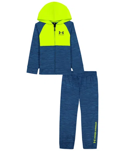 Under Armour Kids' Boys' 4-20 Color Block Zip-up Hoodie And Joggers, 2-piece Set In Green