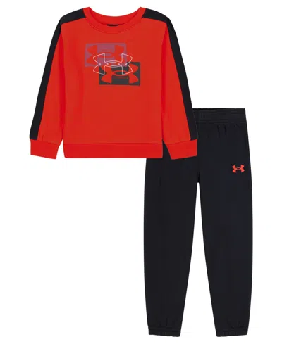 Under Armour Kids' Boys' 4-20 Rival Fleece Long-sleeve Crewneck Sweatshirt And Joggers, 2-piece Set In Multi