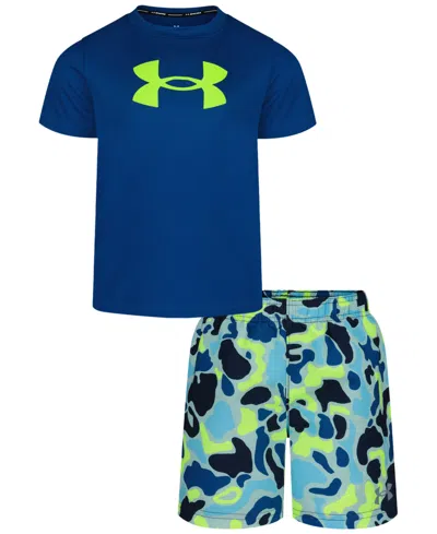 Under Armour Kids' Boys' 4-7 Camo Print Swim T-shirt And Shorts, 2-piece Set In Multi