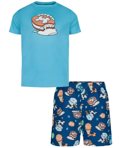 Under Armour Kids' Boys' 4-7 Ice-cream Printed Swim T-shirt And Shorts, 2-piece Set In Multi