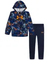 Under Armour Boys 4t-7 2-piece Printed Full-zip Hoodie And Jogger Pants Set In Blue