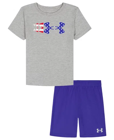 Under Armour Kids' Boys' 4t-7 Ua Flag Logo T-shirt And Shorts, 2-piece Set In Multi