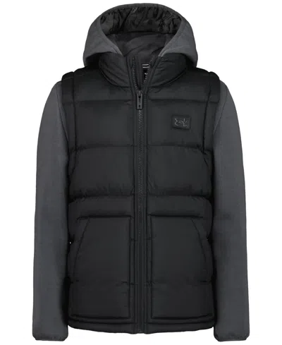 Under Armour Kids' Boys' 8-20 Full-zip Quilted Hooded Jacket In Black