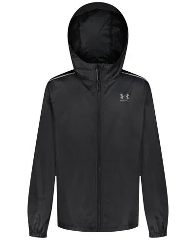 Under Armour Kids' Boys' 8-20 Full-zip Windbreaker Hooded Jacket In Black