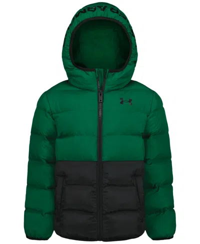 Under Armour Kids' Boys' 8-20 Logo Full-zip Puffer Hooded Jacket In Green