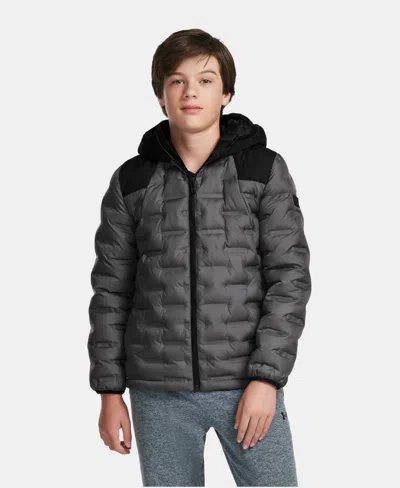 Under Armour Kids' Boys' 8-20 Solid Blue Full-zip Puffer Hooded Jacket In Gray